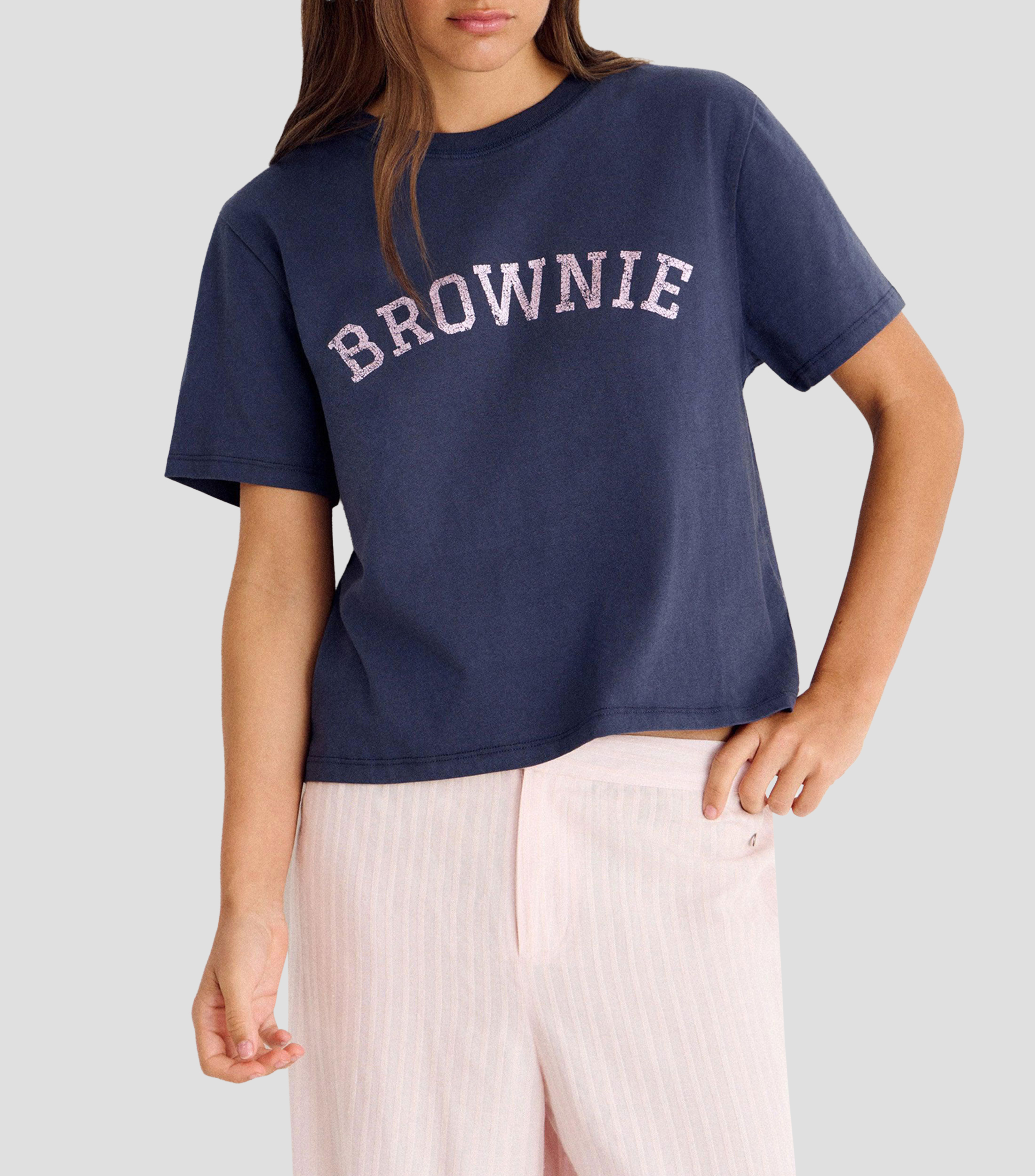 Playera cuello redondo manga corta estampada Mujer